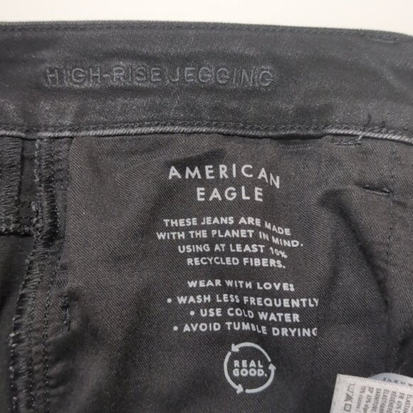 3/$20 American Eagle High Rise Jeggings Black Skinny Jeans Denim Size 2 Short - Picture 11 of 13